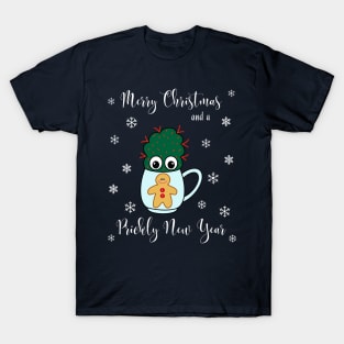 Merry Christmas And A Prickly New Year - Small Cactus With Red Spikes In Christmas Mug T-Shirt